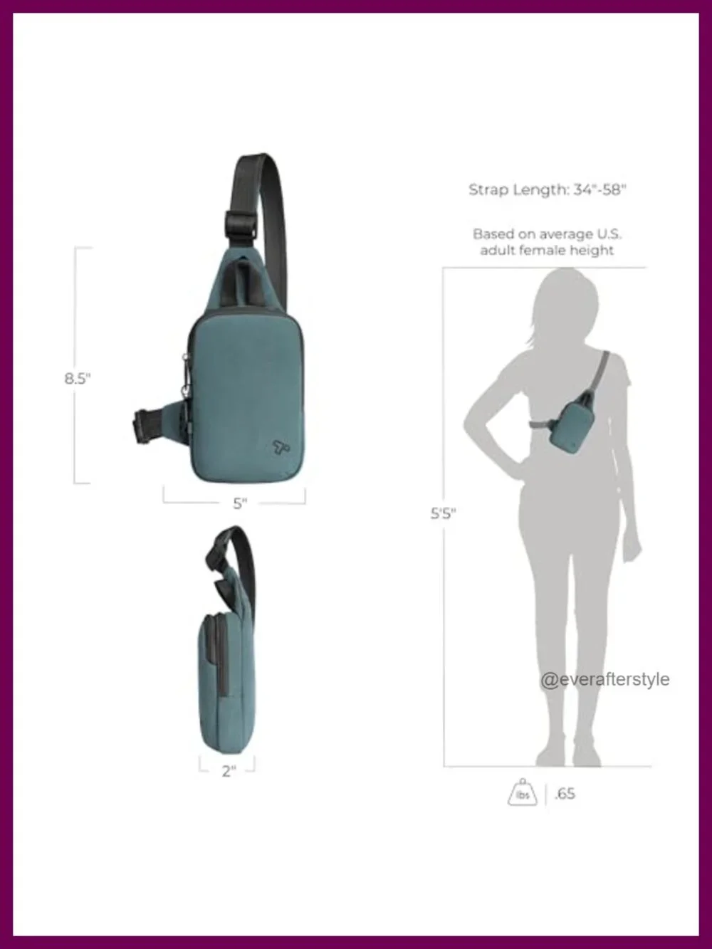 Anti-Theft Travelon Voyages Compact Sling Bag RFID Blocking Adjustable Strap